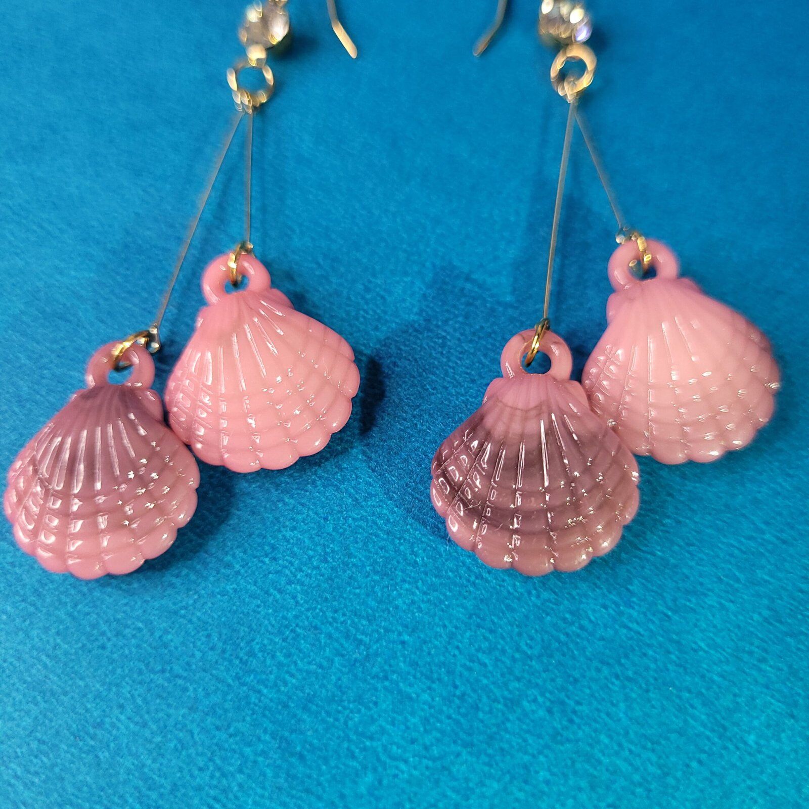 Blush Wave Light Pink Stylish Coastal Fashion Earrings for Vacations & Parties - Image 2